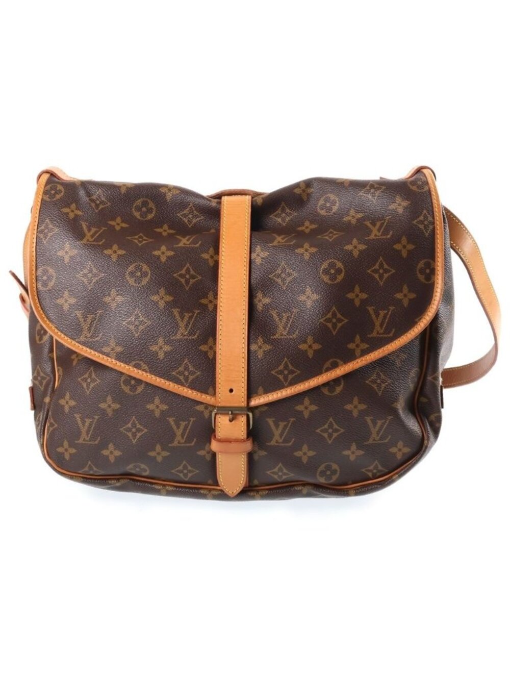 Louis Vuitton Monogram Saumur 35 Shoulder Bag Brown Leather